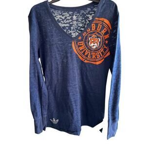AUBURN Tigers Football Blue knit burnout SEC Adidas rhinestone logo sz L